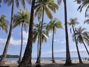 Beach nearby, sun-loungers, beach towels