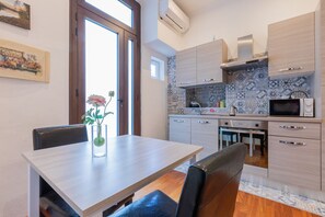 Fridge, microwave, oven, electric kettle