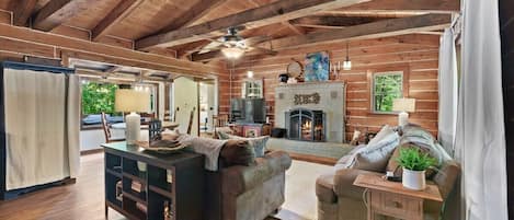 TV, fireplace, offices