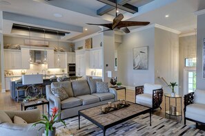 Smart TV, fireplace, video games, table football