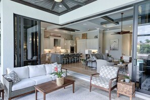 Smart TV, fireplace, video games, foosball