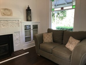 Fireplace, books, offices