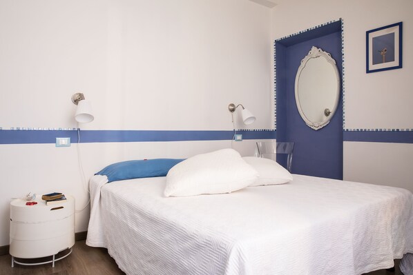 1 bedroom, desk, iron/ironing board, travel cot