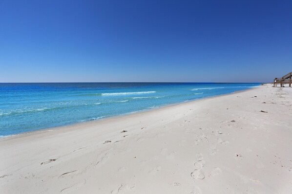 Enjoy a serene beachfront setting with access to the calm sea.