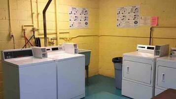 Shared laundry is available; load the laundry card with a credit card.