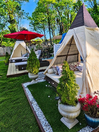 Property grounds. Spacious Family Retreat with Heated Pool, Hot Tub, Sauna, basketball & Golf.