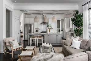 Smart TV, fireplace, ping pong