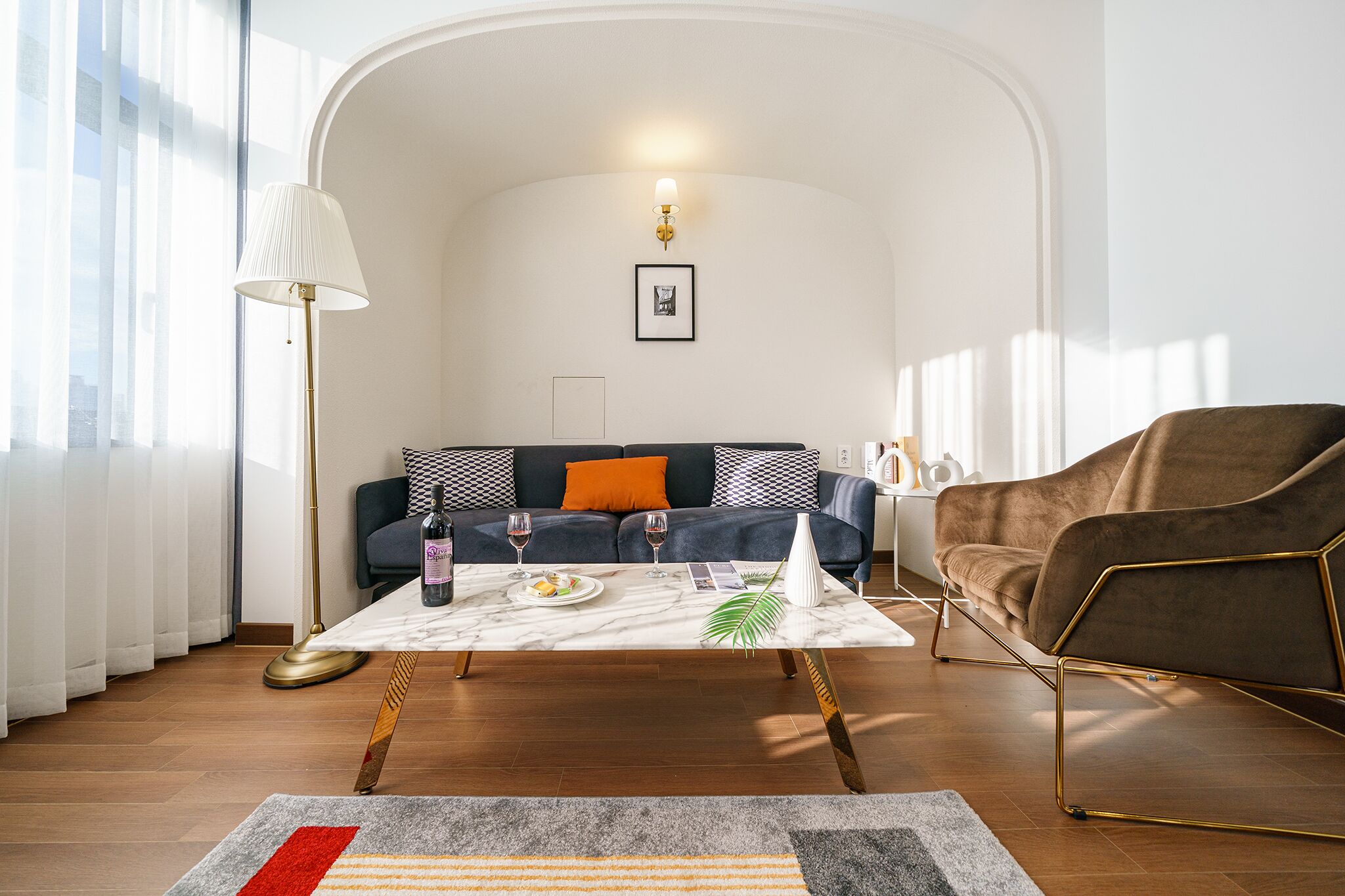 premium studio suite | living area | 55-inch smart tv with digital channels, tv, heated floors