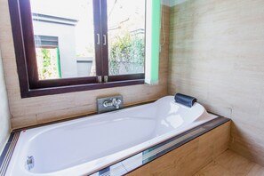 Classic Villa, 1 Bedroom, Pool View | Bathroom | Separate tub and shower, hair dryer, towels, soap