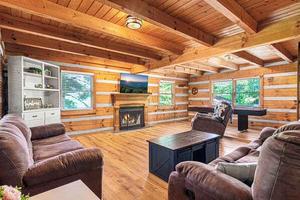 Smart TV, chimenea, videojuegos y reproductor de DVD 