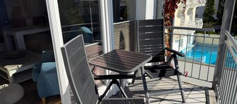 App. Meeresrauscher, Strandnah, Gelkamin u. Balkon - App. mit 1 SZ und Schlafsofa - Aufbettung 3./4