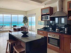 Fridge, microwave, oven, stovetop - Quiet Beachfront Condo with Pools & Private Beach #401 (Puerto Peñasco)