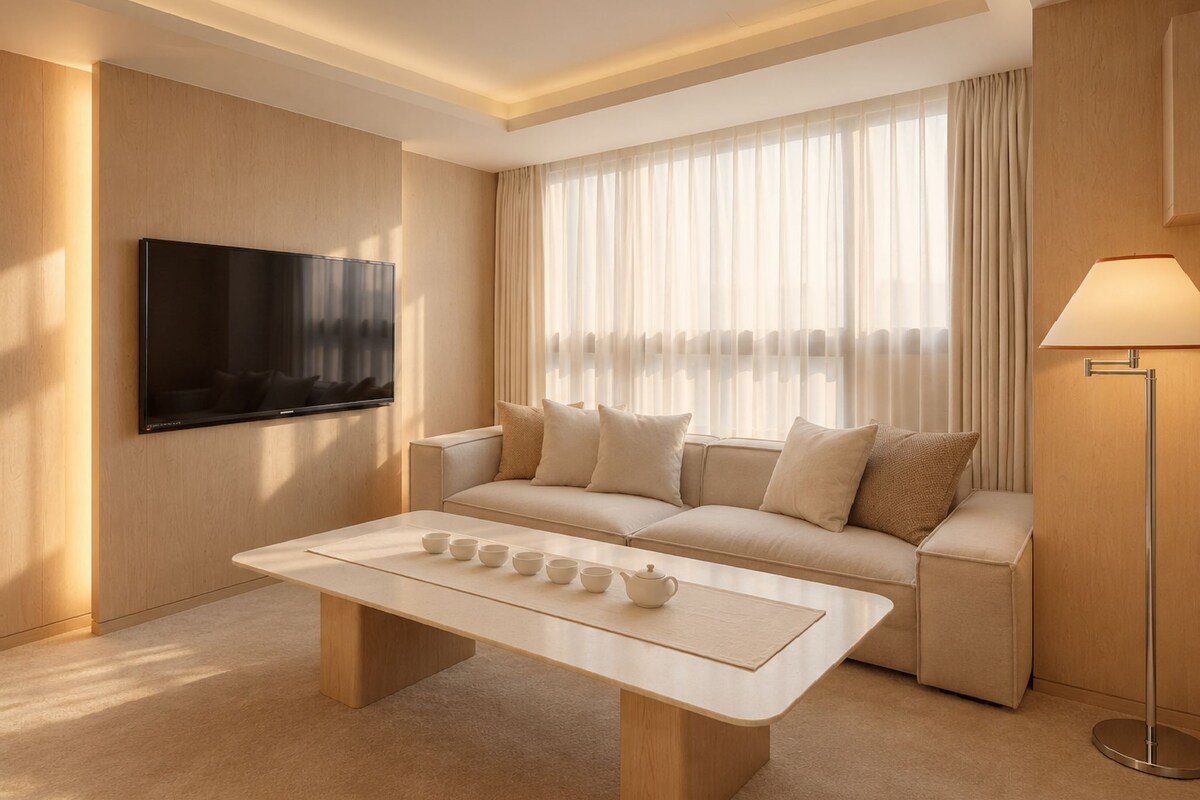 Annex Standard Triple Suite | Living area | 55-inch TV with cable channels