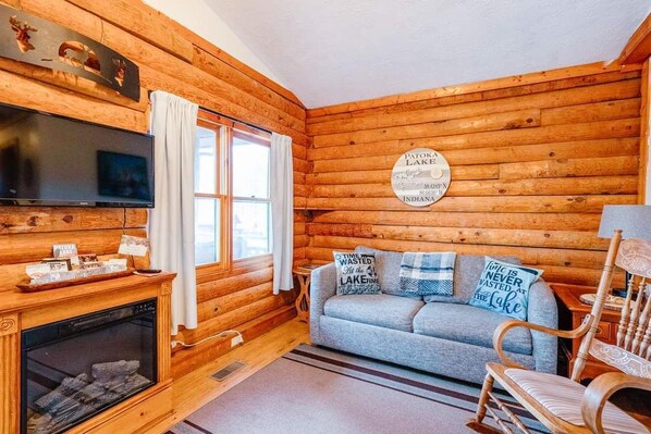 Televisión y chimenea