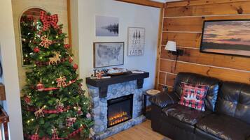 Televisión y chimenea