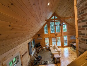 Smart TV, fireplace, DVD player, books