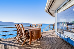 Outdoor dining - Waterfront home on Hood Canal with stunning view, deck, water access, & firepit (Hoodsport)