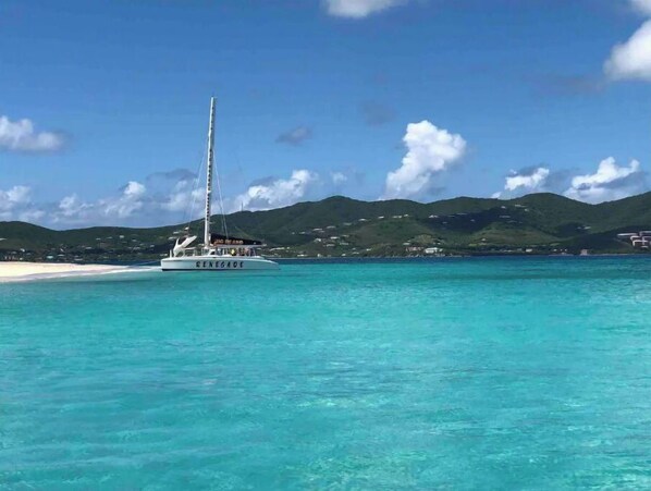 Beach nearby, sun loungers, beach towels - Tropical one bedroom condo steps from pool. (Christiansted)