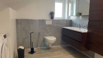 Ducha, secador de pelo y toallas