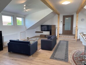 TV - Apartment Promedklinik 3 near Main River with with offer of wellness massages on site (Volkach)