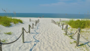Plage à proximité, chaises longues, serviettes de plage