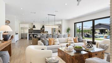 Smart TV, fireplace, foosball, table tennis