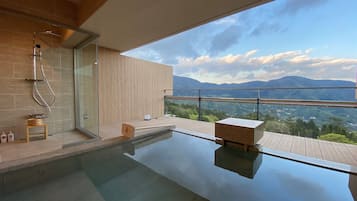 Standard Suite, Non Smoking, Mountain View | Bathroom | Separate tub and shower, spring water tub, rainfall showerhead