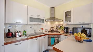 Kühlschrank, Mikrowelle, Ofen, Herdplatte