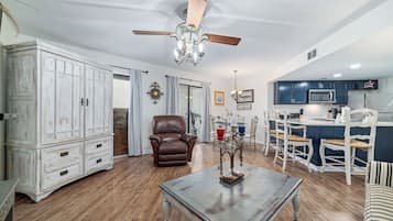 TV, DVD player, stereo