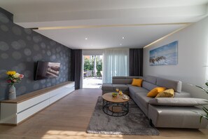 Villa, Multiple Beds | Living room | 30-inch TV with digital channels - New Luxury Modern Four-bedroom Villa With Pool (Kastela)