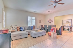 TV, fireplace, Netflix, streaming services - Desert Views + Pool Access: Home in La Quinta! (La Quinta)