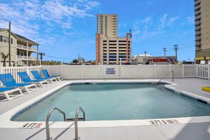 Outdoor pool, a heated pool - Pier Watch II 307-6BR/4BA-Condo in Cherry Grove (North Myrtle Beach)