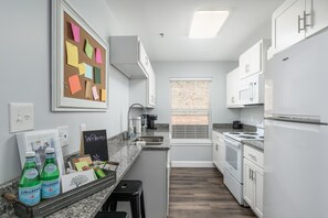 Fridge, microwave, oven, dishwasher