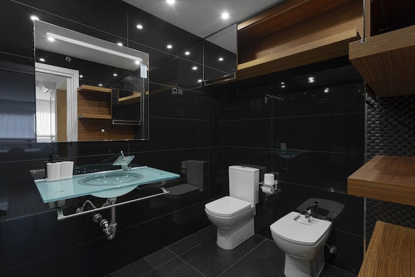 Ducha, secador de pelo y toallas