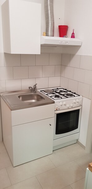 Fridge, oven, electric kettle, coffee grinder