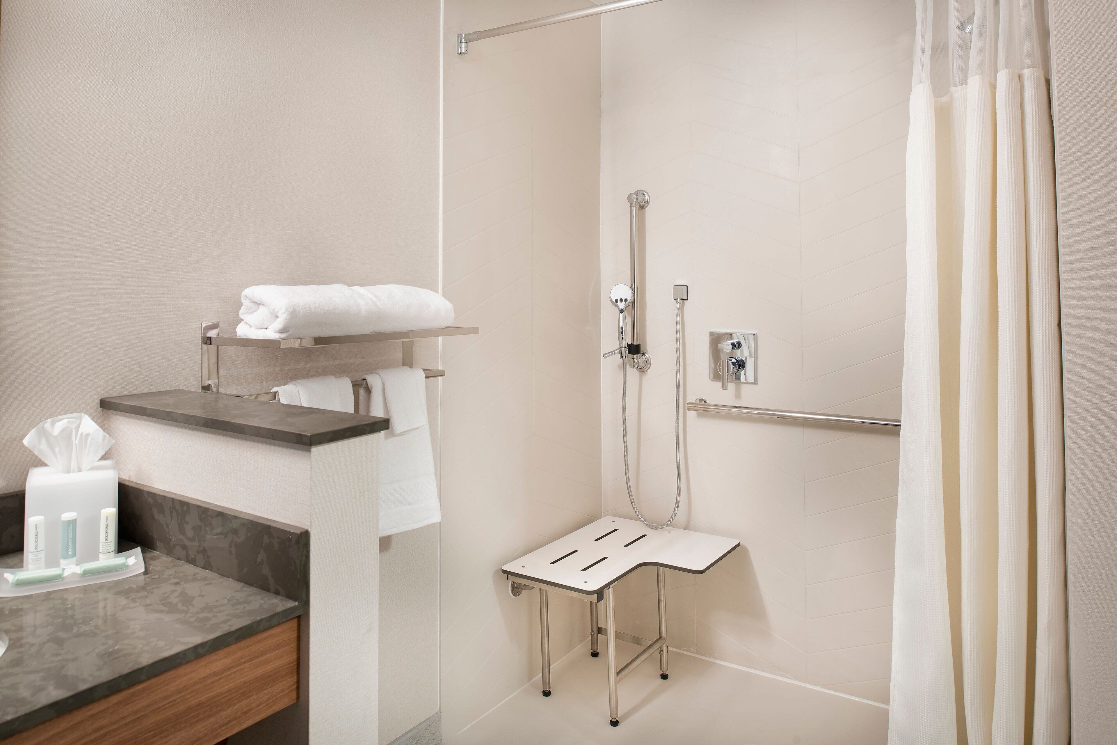 free toiletries, hair dryer, towels, soap