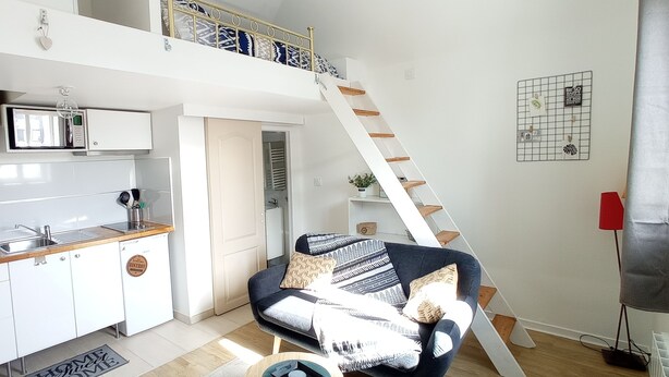 Comfort Studio | Blackout drapes, iron/ironing board, travel crib, WiFi (free) - Appart Coeur de Rouen - Majestic (Rouen)