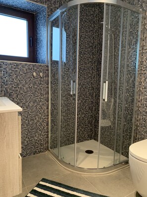 Ducha, secador de pelo y toallas