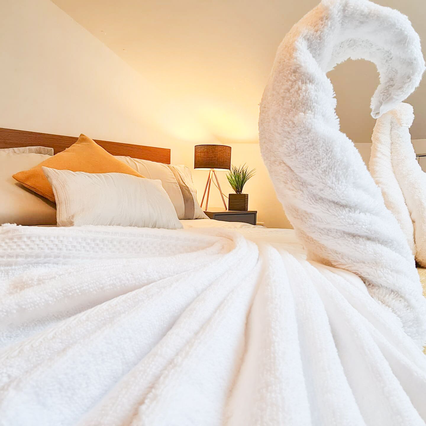 4 bedrooms, memory-foam beds, desk, iron/ironing board