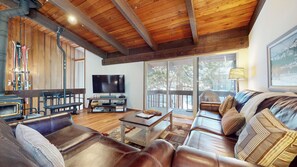 Smart TV, fireplace, video games, DVD player