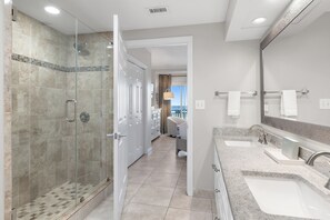 Combined shower/bathtub, hair dryer, towels - Beachfront ~ Gulf Views ~ Pool (Miramar Beach)