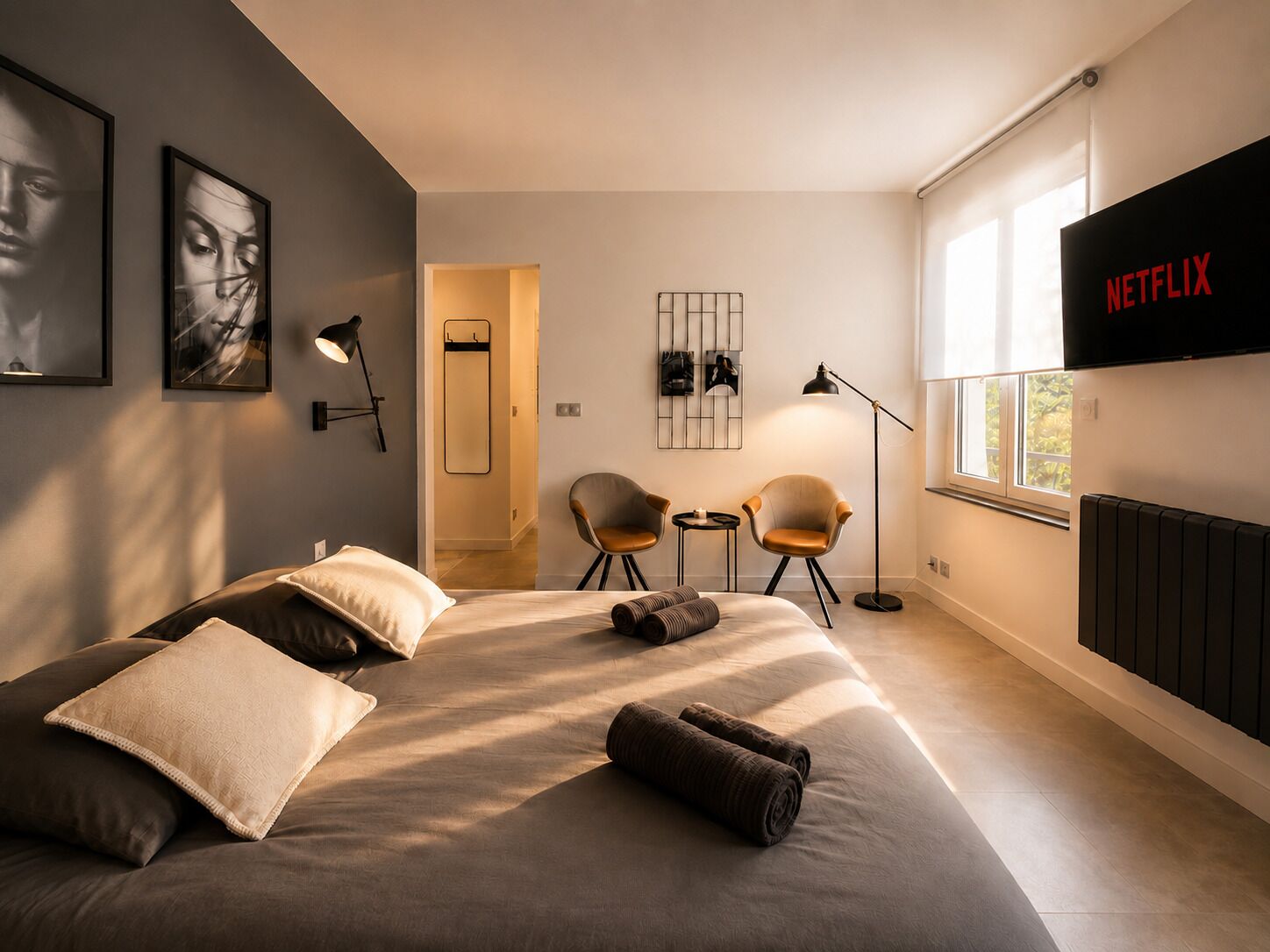 1 dormitorio, tabla de planchar con plancha, wifi gratis y ropa de cama
