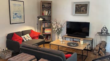 Télévision, lecteur de DVD, livres, vidéothèque