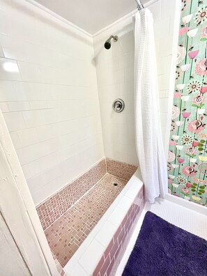 Combined shower/tub, hair dryer, towels, toilet paper - Perfect Basecamp! 3b/3bath Historic Downtown 🏡 (Fayetteville)