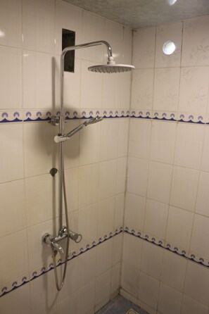 Douche, serviettes fournies, papier toilette