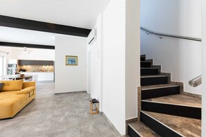 TV, fireplace - Villa SANDRINA with a heated pool and spacious yard (Vrh)
