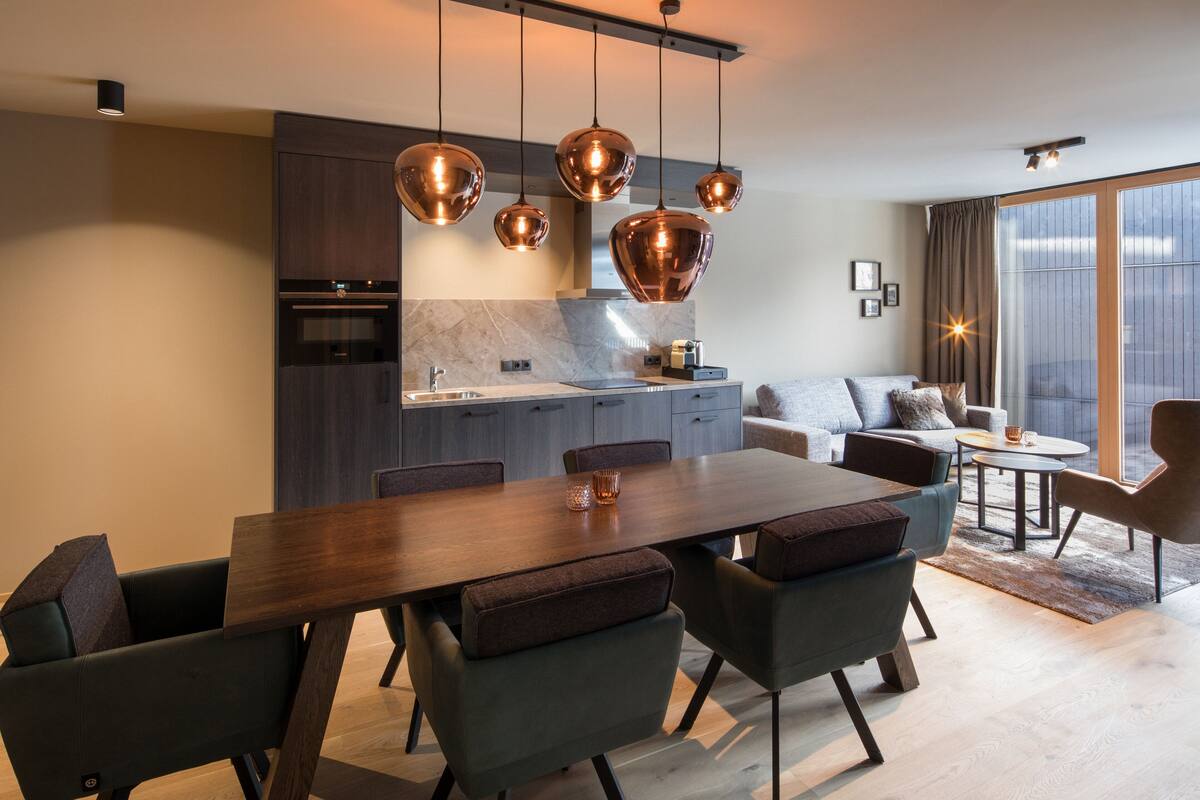 Deluxe Apartment, 2 Bedrooms | Private kitchen | Espresso maker, coffee/tea maker, electric kettle