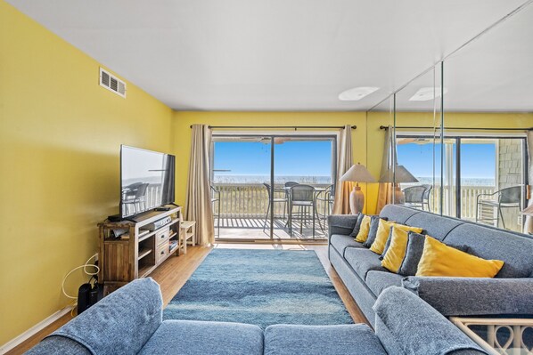 Flat-screen TV, DVD player