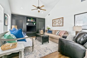 Smart TV, DVD player, books