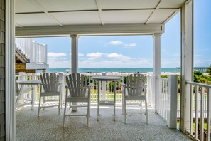Outdoor dining - "Waters Edge 433-D" - Oceanfront Condo w/ Community Pool, 2 Bedrooms / 2 Bathrooms (Holden Beach)
